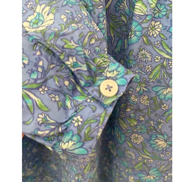 J. Crew Cotton Poplin Floral Fresco Top Blue Size Medium - Picture 8 of 9